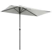 Outsunny Demi-parasol Ø 230 cm Parasol de balcon terrasse avec manivelle Protection solaire UV Polyester, crème(m-1)