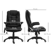 Vinsetto Fauteuil de bureau massant et chauffant, chaise de bureau, chaise ergonomique avec hauteur réglable, dossier inclinable et télécommande filaire, pivotant à 360° tissu en polyester noir(m-3)