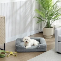 PawHut Dog Sofa Bed, Washable Pet Bed with Removable Cover and Non-Slip Bottom for Cats and Small Dogs, Grey(m-2)