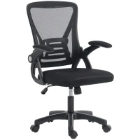 HOMCOM Silla de Oficina Ergonómica de Malla con Reposabrazos Abatibles, 59,5x56x103 cm, Negro(m-1)