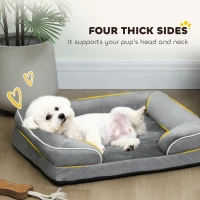 PawHut Dog Sofa Bed, Washable Pet Bed with Removable Cover and Non-Slip Bottom for Cats and Small Dogs, Grey(m-5)
