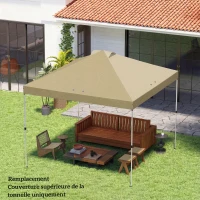Outsunny Husă de înlocuire pentru tonelă 3 x 3 m UV50+ impermeabilă cu 8 orificii de drenaj 3 x 3 m, crem(m-6)