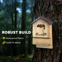 PawHut Skrzynka dla nietoperzy 3 szt. z drewna jodłowego Domek dla nietoperzy do zawieszenia w ogrodach, 21,5 x 11,5 x 34 cm(m-5)