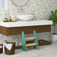 AIYAPLAY Marche pied enfant marchepied enfants 2 marches pour enfants 3 à 8 ans en bois charge max. 20 kg vert(m-9)