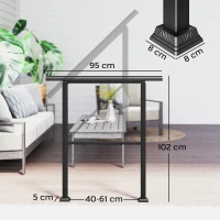 Outsunny Balustradă pentru 2-3 trepte, 94cm, mână curentă reglabilă pentru exterior și interior, metal, Negru(m-3)