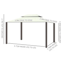 Outsunny Gazebo da Giardino 4x3 m con Zanzariera e Tende, Tetto Doppio e Rivestimento Anti-UV, Crema(m-3)