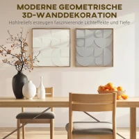 HOMCOM Wanddeko 3D 2er Set geometrisch Wanddekoration Modern Wand Deko für Wohnzimmer, Flur, 80 x 3,5 x 80 cm, Weiß(m-4)