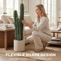 HOMCOM Sztuczna roślina kaktusowa 95 cm z doniczką jak prawdziwa do domu, biura, zielona dekoracja(m-6)