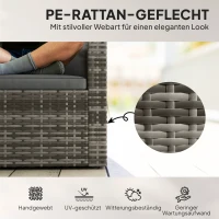Outsunny 2-Sitzer Rattansofa mit Kissen Klappbar Seitentabletts Loungesofa Sitzgruppe Hellgrau(m-6)