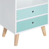 HOMCOM Comodă din lemn cu 2 sertare noptieră cu poliță deschisă pentru dormitor living 45x30x65 cm Alb(m-4)