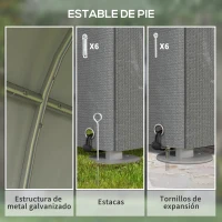 Outsunny Carpa de Jardín para Bicicletas 1,2x1,8x1,65 m con 2 Habitaciones Puerta con Cremallera Impermeable Anti-UV Gris Claro(m-5)