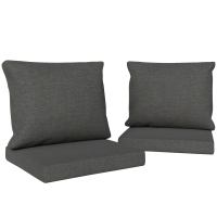 Outsunny Set de 4 Cojines para Sillas de Exterior con Fundas Extraíbles, Gris Oscuro