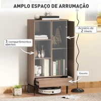 HOMCOM Aparador para Sala Moderno com Gaveta Prateleira Ajustável e 3 Compartimentos Abertos 60x34x121 cm Madeira(m-4)