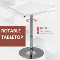 HOMCOM Regulowany stolik barowy, 360° obrotowy, nóżki odporne na zarysowania, stabilna metalowa podstawa, Biały(m-6)