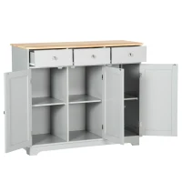 HOMCOM Aparador de Cocina Mueble Auxiliar de Almacenaje para Comedor Salón Estilo Moderno Antivuelco 101x40x85 cm Gris(m-13)