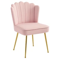 HOMCOM Velvet-Feel Shell Accent Chair with Metal Legs and Comfort Padding - Pink(m-13)