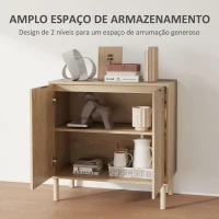 HOMCOM Aparador de Salón Aparador con Estante Ajustable 2 Puertas Sistema Anti-vuelco y Patas de Madera 78x40x77,5 cm Roble(m-4)