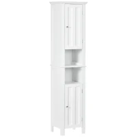 kleankin Meuble colonne de salle de bain armoire haute design moderne 2 placards avec porte 35 x 30 x 158,5 cm blanc(m-13)