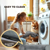 PawHut Dog Sofa Bed, Washable Pet Bed with Removable Cover and Non-Slip Bottom for Cats and Small Dogs, Grey(m-7)