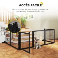 PawHut Barrière de sécurité pour chien barrière pliable à 6 panneaux avec pieds amovibles 432 x 36 x 70 cm noir(m-7)
