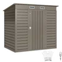 Outsunny 4 x 6ft Galvanised Metal Garden Shed, with Locking Door - Grey(m-10)