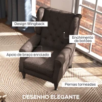 HOMCOM Poltrona de Sala de Estar Poltrona Moderna para Dormitório com Pés de Madeira Poltrona Individual 74x86x102 cm Marrom(m-4)