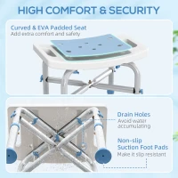 HOMCOM 44-51.5cm Aluminium Frame Shower/Bath Stool - Light Blue(m-4)
