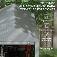 Outsunny Carpa de Jardín para Bicicletas 1,2x1,8x1,65 m con 2 Habitaciones Puerta con Cremallera Impermeable Anti-UV Gris Claro(m-4)