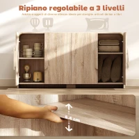 HOMCOM Credenza Cucina con 2 Armadietti, Ante Soft-Close e Ripiani Regolabili, 157x39x82 cm, Legno Naturale(m-5)