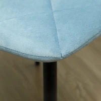 HOMCOM Set 4 Scaune cu Șezut Tapițat și Spătar, Scaune din Catifea și Țesătură cu Efect de Otel, 45x54x87 cm, Albastru Deschis(m-12)