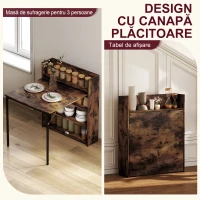 HOMCOM Masă pliabilă cu raft, design industrial, economisire de spațiu, pentru spații mici, 80x90x93cm, Maro-Rustic(m-4)