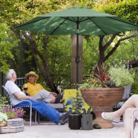 Outsunny 2.6 m Garden Parasol Umbrella with Aluminium Pole, Outdoor Patio Umbrella with Tilt and Crank, Vent, Dark Green(m-2)