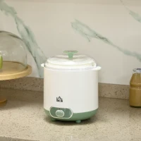 HOMCOM Jogurtownica, 1,5 L maszyna do jogurtu z sitkiem, pokrywką, 20 W, idealna do greckiego jogurtu, dla 3–5 osób, 19,5x17,5x21,4 cm, biały(m-2)