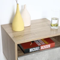 HOMCOM Set 2 Comodini Sospesi con Cassetto e Ripiano 45x35x27.5cm - Grigio e Color Legno(m-9)