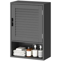 HOMCOM Armadietto Bagno a Parete con Ripiano Regolabile e Anta Ammortizzata, 40x20x60 cm, Nero(m-10)