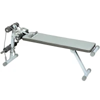 SPORTNOW Banco de Musculação Multifuncional, Banco Plano Ajustável com Assento em 3 Níveis, 141 x 52 x 54-71 cm, Azul e Branco(m-8)