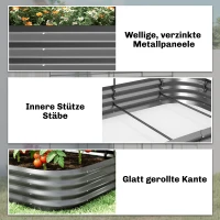 Outsunny Hoogbed met klimrek, metalen plantenbak met beschermrand, handschoenen 220 x 110 x 150 cm, Donkergrijs(m-6)