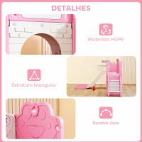 AIYAPLAY Escorrega Infantil 7 em 1 para Crianças Tema de Sapo com Aro de Basquetebol Túnel Quadro Telescópio de Brincar Trepador 176x150x94 cm Rosa(m-6)