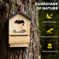 PawHut Skrzynka dla nietoperzy 3 szt. z drewna jodłowego Domek dla nietoperzy do zawieszenia w ogrodach, 21,5 x 11,5 x 34 cm(m-6)