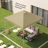 Outsunny Replacement Canopy for Gazebo 3 x 3 m UV50+ Waterproof with 8 Drainage Holes 3 x 3 m, cream(m-4)