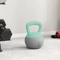 SPORTNOW Pesa Rusa 12 kg Kettlebell Relleno de Arena Metálica Mango Antideslizante para Entreno en Casa 21x21x30 cm Verde y Gris(m-7)
