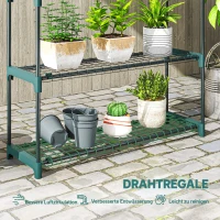 Outsunny Set van 2 plantenstandaards, 4-laags 104 cm hoog plantenstandaard voor binnen en buiten, Staal Donkergroen(m-5)