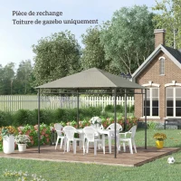 Outsunny Pânză de schimb pentru pavilion tonelă cort acoperiş de înlocuire gazebo de grădină poliester 180 g/m² 3 x 3 m gri(m-4)