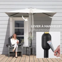 Outsunny Demi-parasol Ø 230 cm Parasol de balcon terrasse avec manivelle Protection solaire UV Polyester, crème(m-8)