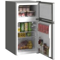 HOMCOM Réfrigérateur congélateur 88 L, petit réfrigérateur combiné avec portes réversibles et éclairage, 45,5x50x86,5cm, gris(m-1)