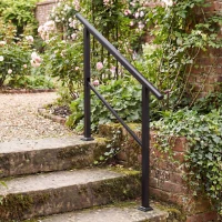 Outsunny Balustradă pentru 2-3 trepte, 94cm, mână curentă reglabilă pentru exterior și interior, metal, Negru(m-5)