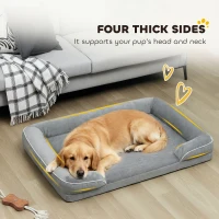 PawHut Dog Sofa Bed, Washable Pet Bed with Removable Cover and Non-Slip Bottom for Small, Medium and Large Dogs, Grey(m-5)