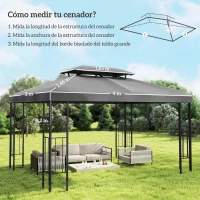Outsunny Toldo de Recambio 4x3 m con Techo Doble Orificios de Drenaje y Protección UV Solo Toldo NO Incluye Marco Gris Oscuro(m-3)
