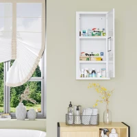 kleankin Armoire à pharmacie murale 2 étagères 3 niveaux avec porte aimantée métal 30 x 12 x 60 cm blanc(m-10)