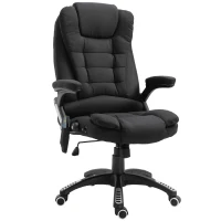 Vinsetto Fauteuil de bureau massant et chauffant, chaise de bureau, chaise ergonomique avec hauteur réglable, dossier inclinable et télécommande filaire, pivotant à 360° tissu en polyester noir(m-12)
